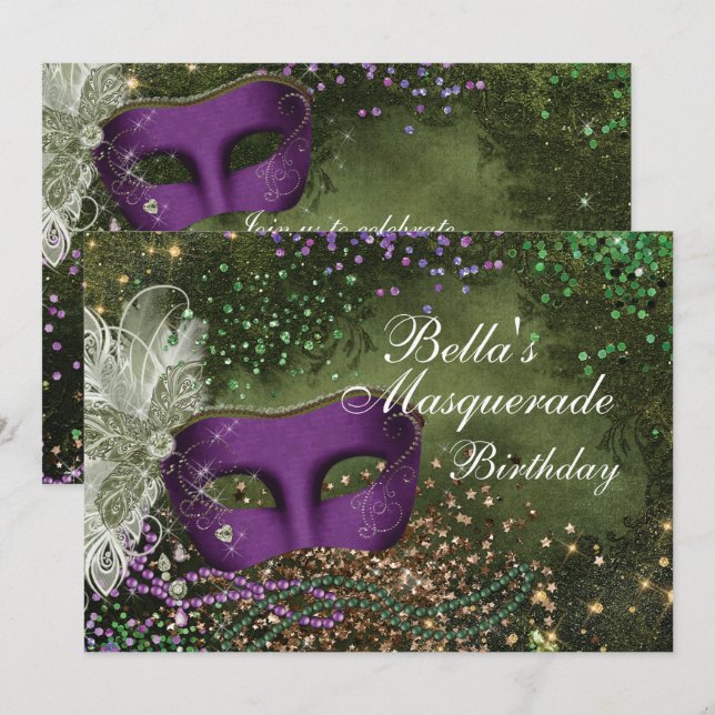 Masquerade Mardi Gras Party Einladungen (Vorne/Hinten)