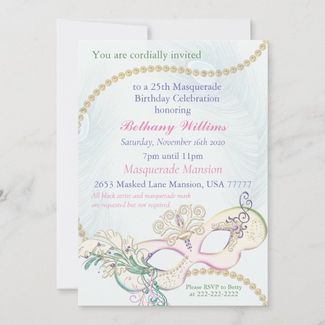 Masquerade Mardi Gras Weinwanderwege Mendrisiotto Einladung (Vorderseite)