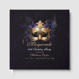 Masquerade Mask Gold Purple Dramatic 50th Birthday Gästebuch