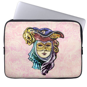 Masquerade Mask on Dusty Pink Brocade Muster Laptopschutzhülle