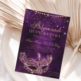 Masquerade Maske chische Rose Gold Glitzer quincea Einladung