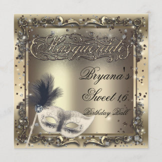 Masquerade Maske Elegante Goldene Geburtstagsparty Einladung
