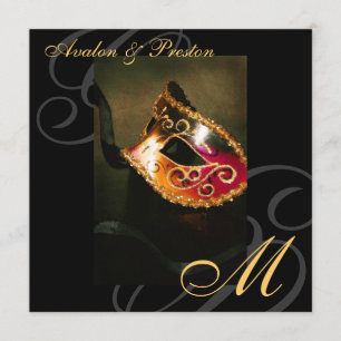 Masquerade Maske Goldrausch Einladung Hochzeit