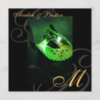 Masquerade Maske Green Swirl Hochzeit Einladung