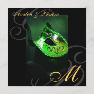 Masquerade Maske Green Swirl Hochzeit Einladung