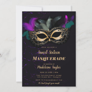 Masquerade Maske Hot Pink Gold Schwarz Sweet 16 Pa Einladung