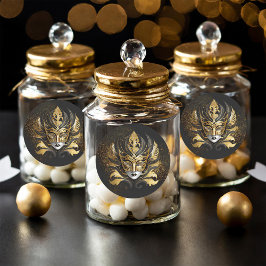 Masquerade Maske Motif Black Gold ID1031 Runder Aufkleber