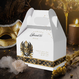 Masquerade Maske Motif Harlequin Black Gold ID1032 Geschenkschachtel