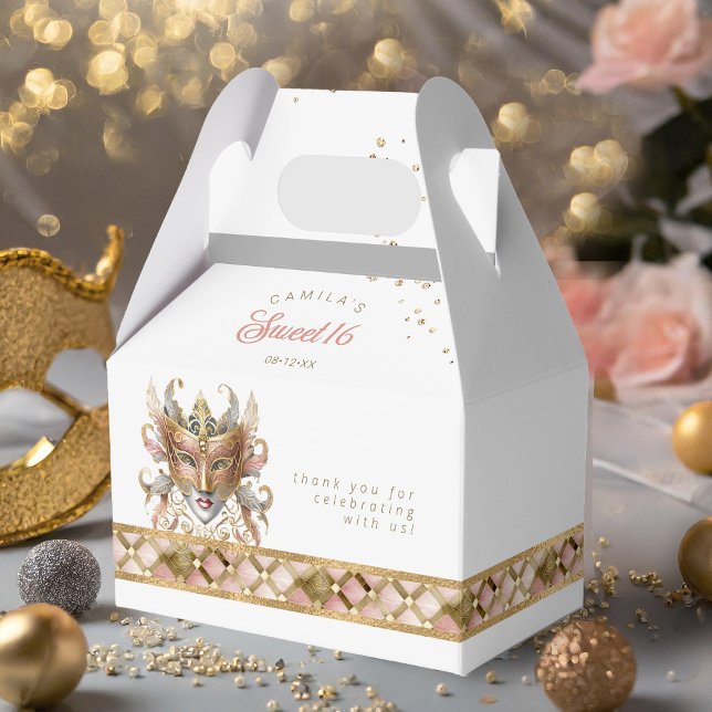 Masquerade Maske Motif Harlequin Rose Gold ID1032 Geschenkschachtel (Von Creator hochgeladen)