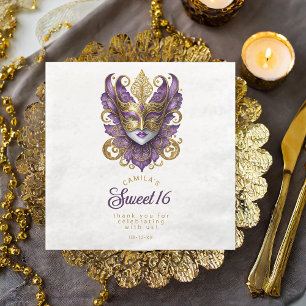 Masquerade Maske Motif Lila Gold White ID1032 Serviette