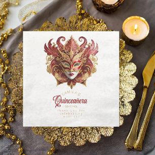 Masquerade Maske Motif Red Gold White ID1031 Serviette