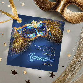 Masquerade Maske Quinceanera Blue Gold ID1031 Geschenkanhänger