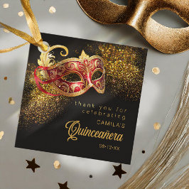 Masquerade Maske Quinceanera Red Gold ID1031 Geschenkanhänger