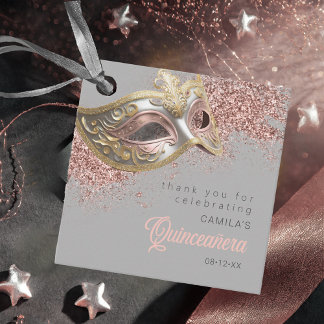Masquerade Maske Quinceanera Rose Gold ID1031 Geschenkanhänger
