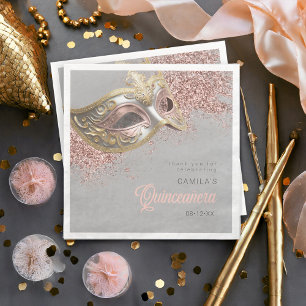 Masquerade Maske Quinceanera Rose Gold ID1031 Serviette