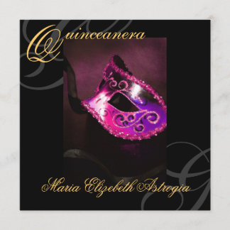 Masquerade Maske Rosa Quinceanera Party Einladung