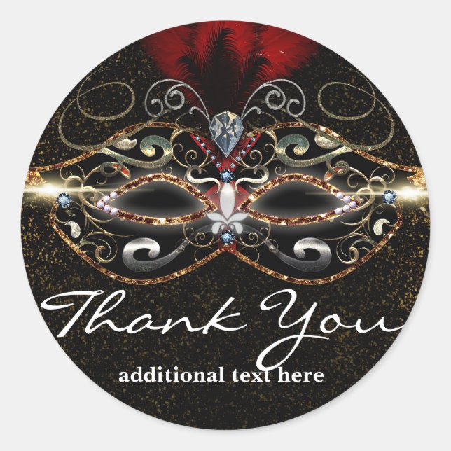 Masquerade Maske Rote Elegante Gastgeschenk Sticke Runder Aufkleber (Vorderseite)