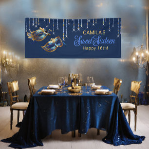 Masquerade Maske Sweet 16 Blue Gold ID1032 Banner