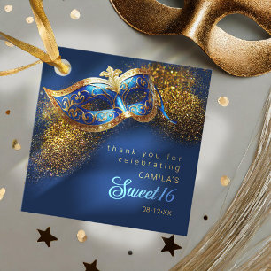 Masquerade Maske Sweet 16 Blue Gold ID1032 Geschenkanhänger