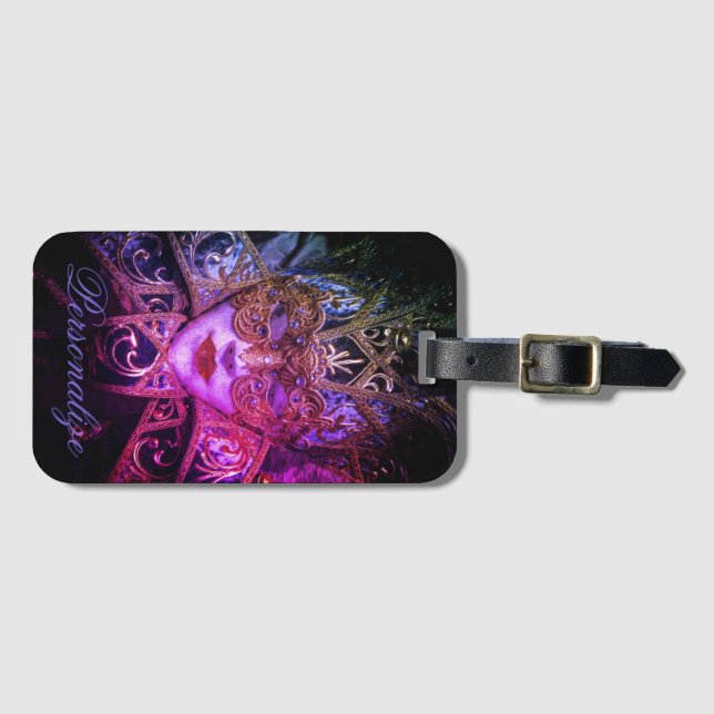 Masquerade Maske Viktorianisch elegante Gotik schw Gepäckanhänger (Vorderseite (Horizontal))