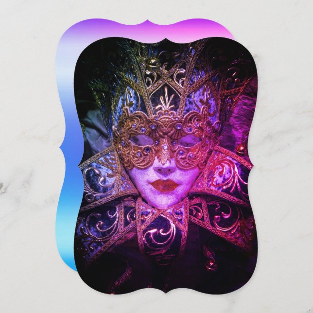 Masquerade Maske Viktorianisch elegante gotische Einladung (Vorne/Hinten)