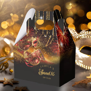 Masquerade Masken 16 . Geburtstag Red Gold ID1032 Geschenkschachtel