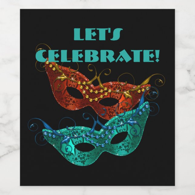 Masquerade Masken, feiern wir! Weinetikett (Einzelnes Label)