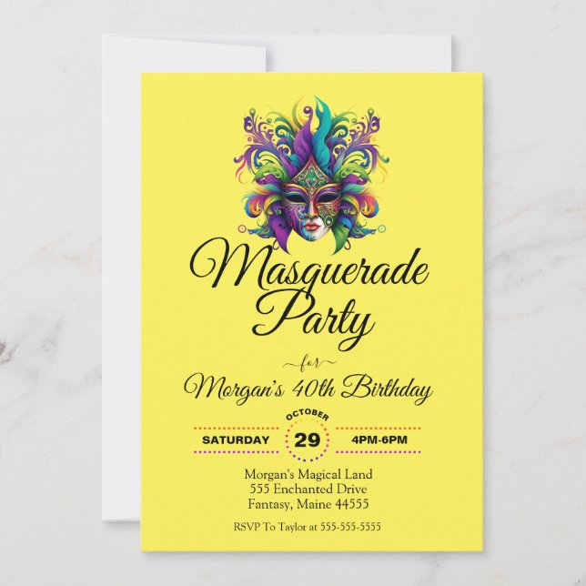 Masquerade masken Party Geburtstagseinladung Einladung (Vorderseite)