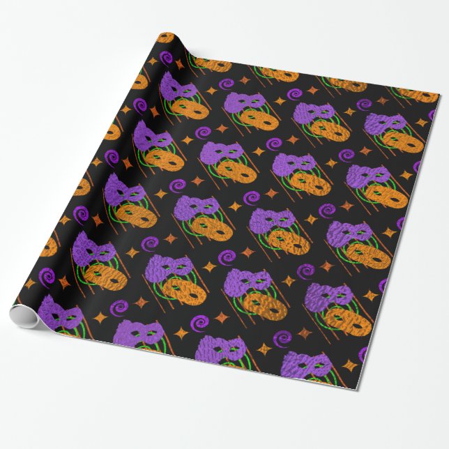 Masquerade Masken Wrapping Paper Geschenkpapier (Ungerollt)