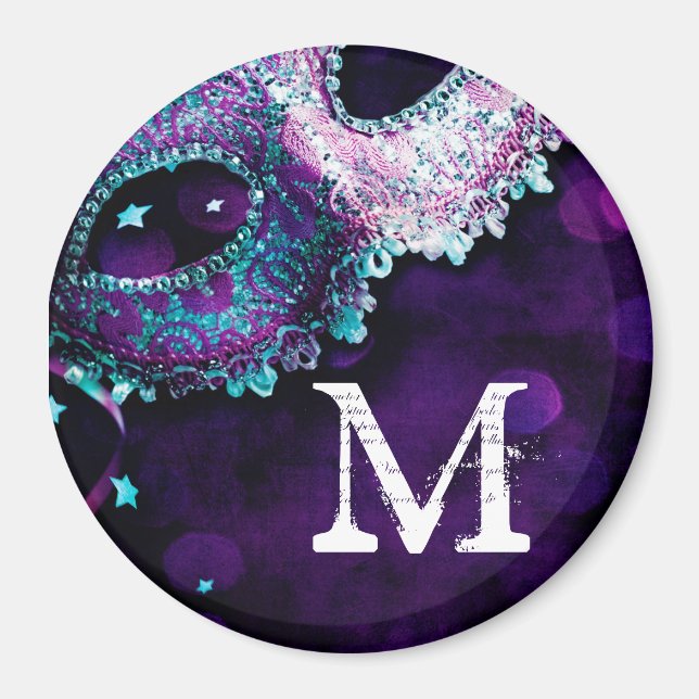 Masquerade Maskenkostüm Monogram Initial Magnet (Vorne)