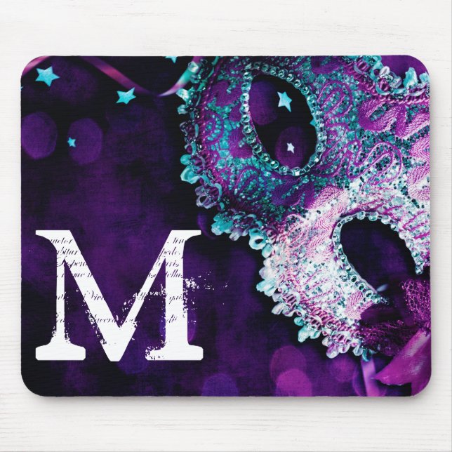 Masquerade Maskenkostüm Monogram Initial Mouse Pad Mousepad (Vorne)