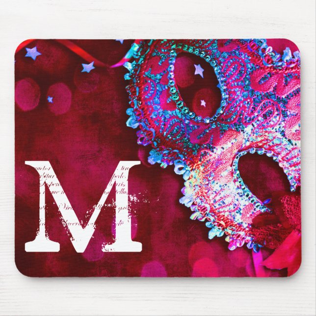 Masquerade Maskenkostüm Monogram Initial Mouse Pad Mousepad (Vorne)