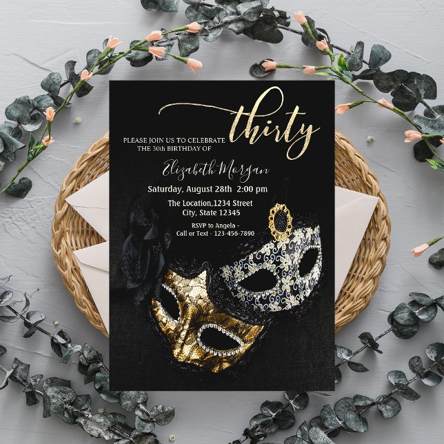 Masquerade, Masque Black 30. Geburtstag Einladung (Von Creator hochgeladen)