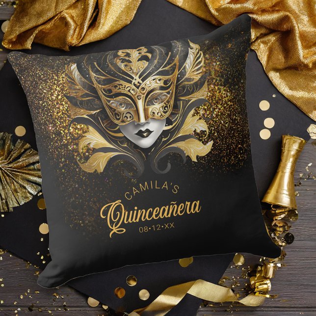 Masquerade Motif Quinceanera Black Gold V2 ID1031 Kissen (Von Creator hochgeladen)