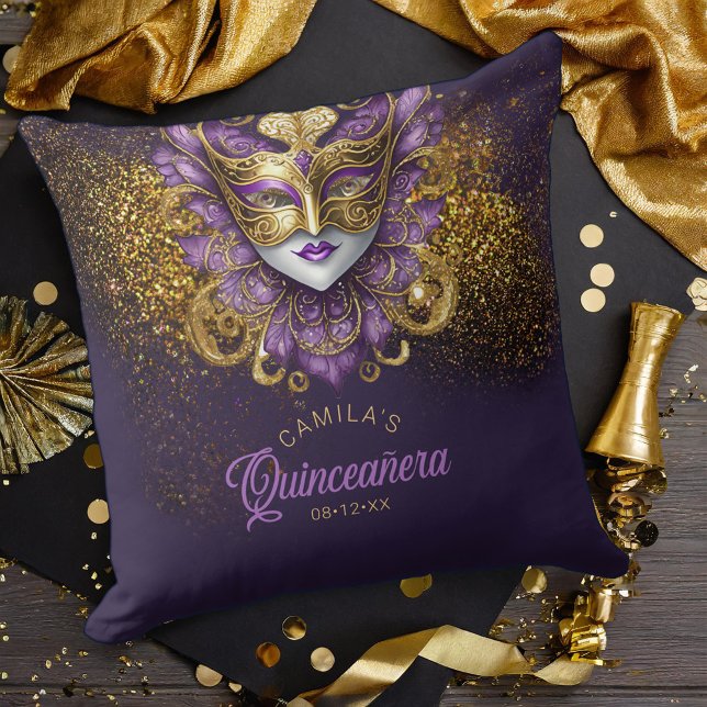 Masquerade Motif Quinceanera Lila Gold V2 ID1031 Kissen (Von Creator hochgeladen)