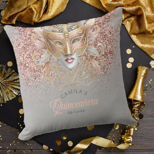 Masquerade Motif Quinceanera Rose Gold V2 ID1031 Kissen