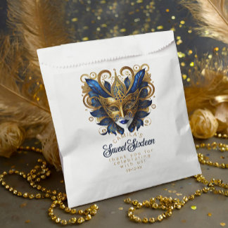 Masquerade Motif Sweet 16 Blue Gold ID1032 Geschenktütchen