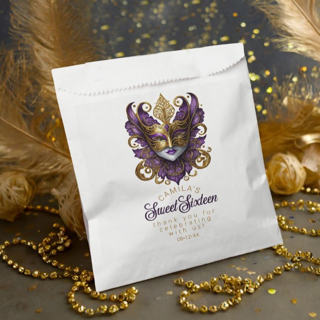 Masquerade Motif Sweet 16 Lila Gold ID1032 Geschenktütchen (Von Creator hochgeladen)