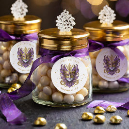 Masquerade Motif Sweet 16 Lila Gold ID1032 Runder Aufkleber