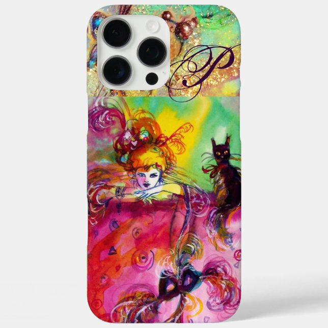 MASQUERADE NACHT / LADY MIT SCHWARZEM KATZMONOGRAM Case-Mate iPhone HÜLLE (Rückseite)