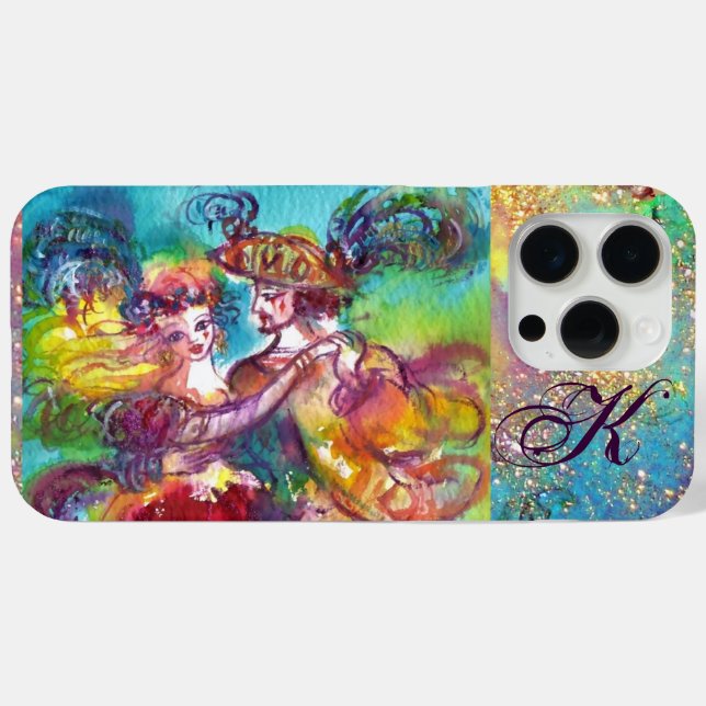 MASQUERADE NIGHT / CARNIVAL DANCE MONOGRAMM Case-Mate iPhone HÜLLE (Rückseite (Horizontal))
