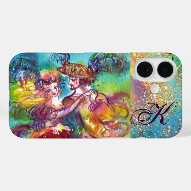 MASQUERADE NIGHT / CARNIVAL DANCE MONOGRAMM Case-Mate iPhone HÜLLE (Rückseite (Horizontal))