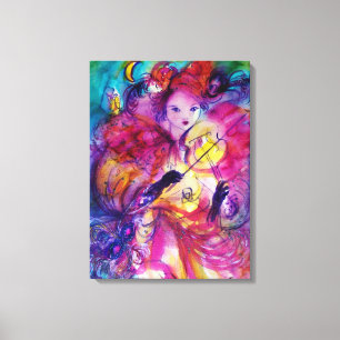 MASQUERADE NIGHT Karneval Musiker Schwarz-weiß Leinwanddruck