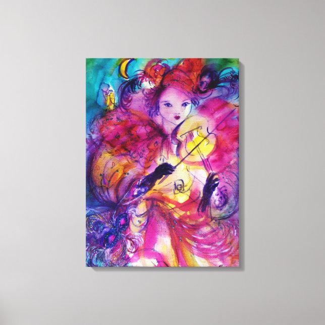 MASQUERADE NIGHT Karneval Musiker Schwarz-weiß Leinwanddruck (Vorderseite)