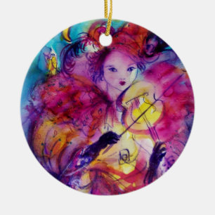 MASQUERADE NIGHT Karnevalsmusiker Rosa Kostüm Keramik Ornament