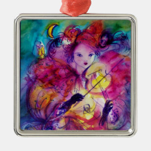 MASQUERADE NIGHT Karnevalsmusiker Rosa Kostüm Silbernes Ornament