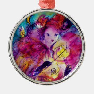 MASQUERADE NIGHT Karnevalsmusiker Rosa Kostüm Silbernes Ornament