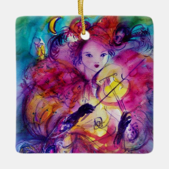 MASQUERADE NIGHT / Violinist in der Nacht Keramikornament (Vorderseite)