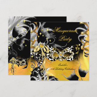 Masquerade Party Birthday Wild Maske Black Gold B Einladung