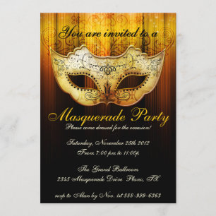 Masquerade Party Celebration Extravagant Gold Einl Einladung